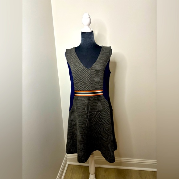 NWT Anthropologie Maeve Grey & Blue Ludlow Quilted Panel Mini Size L - Picture 2 of 10